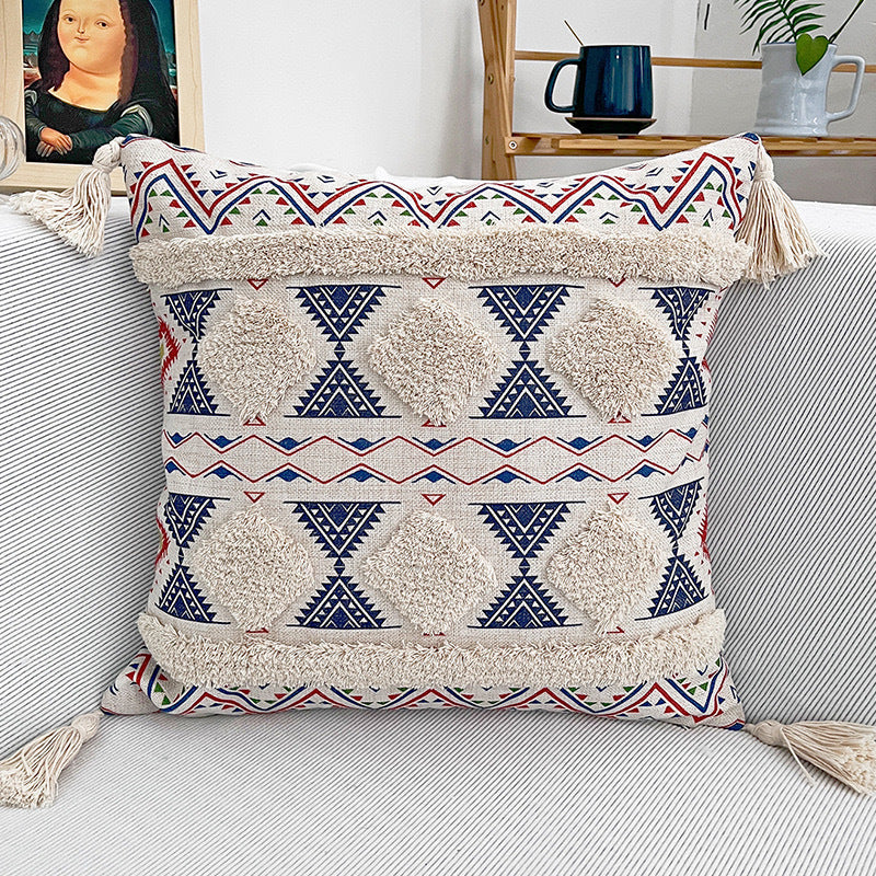 white Throw Pillows with Geometric Patterns