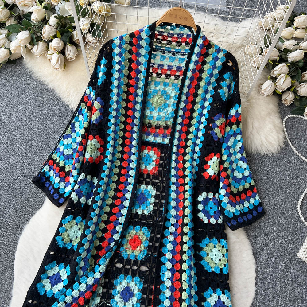 womens Bohemian Ethnic Print Long Sleeve Cardigan