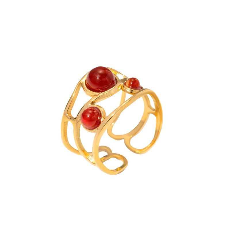 Bohemian Gold Red Stone Ring